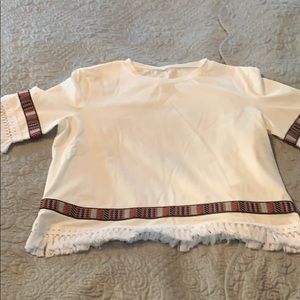 White embroidered shirt with fringe